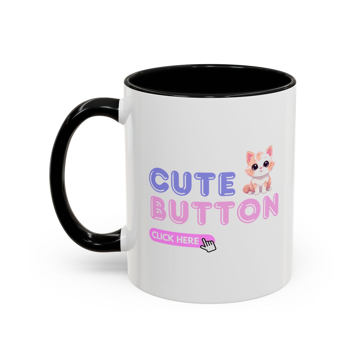 Cute Button Click Here Accent Coffee Mug (11, 15oz) | Made to Order