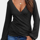 Waffle Knit Surplice Long Sleeve T-Shirt