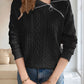 Oblique Zipper Collared Neck Long Sleeve Sweatshirt