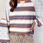 Contrast Stripes Round Neck Raglan Sleeve Sweatshirt