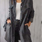 Full Size Raw Hem Button Up Long Sleeve Denim Top Plus Size