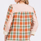 SAGE + FIG Exposed Seam Button Detail Plaid Top
