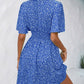 Printed V-Neck Half Sleeve Mini Dress