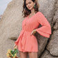 Ruffled V-Neck Long Sleeve Romper