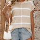 Striped Round Neck Short Sleeve Knit Top