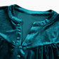 Notched Long Sleeve Velvet Top