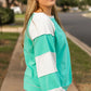 Plus Size Exposed Seam Color Block Long Sleeve Sweatshirt