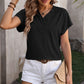 Textured Surplice Short Sleeve Blouse