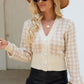 Houndstooth Button Up Long Sleeve Cardigan