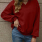 V-Neck Long Sleeve Dropped Shoulder Sweatshirt