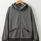 Waffle-Knit Pocketed Zip Up Hooded Jacket