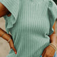 Textured Round Neck Flounce Sleeve Blouse