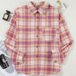 Plaid Collared Neck Button Up Shacket