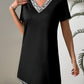 Sequin V-Neck Short Sleeve Mini Dress
