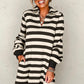 Contrast Striped Johnny Collar Long Sleeve Mini Dress