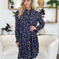 Double Take Full Size Printed Ruffle Hem Long Sleeve Dress