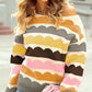 Contrast Boat Neck Long Sleeve Sweater