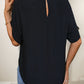 Ruched Mock Neck Half Sleeve Blouse