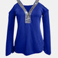 Sequin V-Neck Cold Shoulder Top