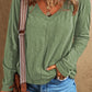 Exposed Seam V-Neck Long Sleeve T-Shirt