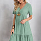 Full Size V-Neck Short Sleeve Mini Dress
