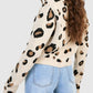 Tied Leopard Round Neck Cardigan