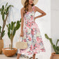 FULL SIZE Smocked Printed Square Neck Midi Dress