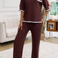 Devine Contrast Trim Half Sleeve Top and Pants Set