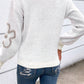 Full Size Flower Half Zip Dropped Shoulder Sweater