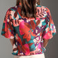 Printed Notched Puff Sleeve Blouse