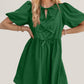 Oh Bow Ruched Puff Sleeve Mini Dress