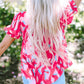 Peplum Printed Notched Short Sleeve Blouse