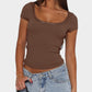 Lace Detail Scoop Neck Short Sleeve T-Shirt