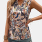 Printed Notched Sleeveless Top