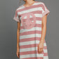Umgee Peace Applique Striped Short Sleeve Mini Dress