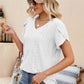 Eyelet Petal Sleeve V-Neck Knit Top