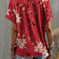 Printed Notched Short Sleeve T-Shirt
