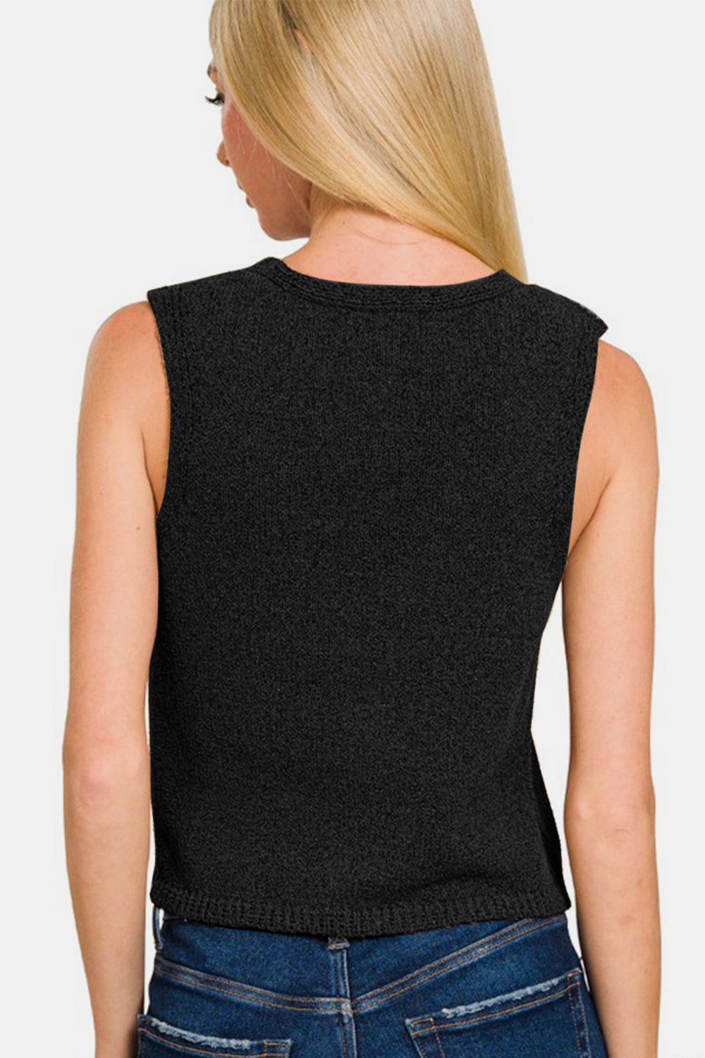 Zenana Hook and Eye Closure V-Neck Sweater Vest *
