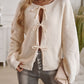 Devine Tied Round Neck Dropped Shoulder Cardigan