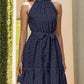 Tied Polka Dot Grecian Sleeveless Dress