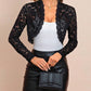 Lace Open Front Long Sleeve Cover Up