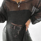 Side Slit Long Sleeve Knit Cover Up