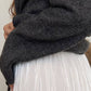 Side Slit Turtleneck Drop Shoulder Sweater
