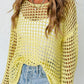Openwork Round Neck Dropped Shoulder Knit Cover Up