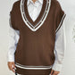 Pearl Trim Contrast V-Neck Sweater Vest