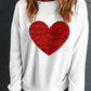 Valentine’s Day Heart White Round Neck Long Sleeve Sweatshirt
