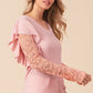 BiBi Ruffled Lace Sleeve Rib Knit Top - Brand BiBi