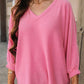 Texture V-Neck Long Sleeve Top