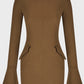 Mock Neck Long Sleeve Mini Dress