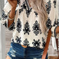 Printed V-Neck Three-Quarter Sleeve Blouse